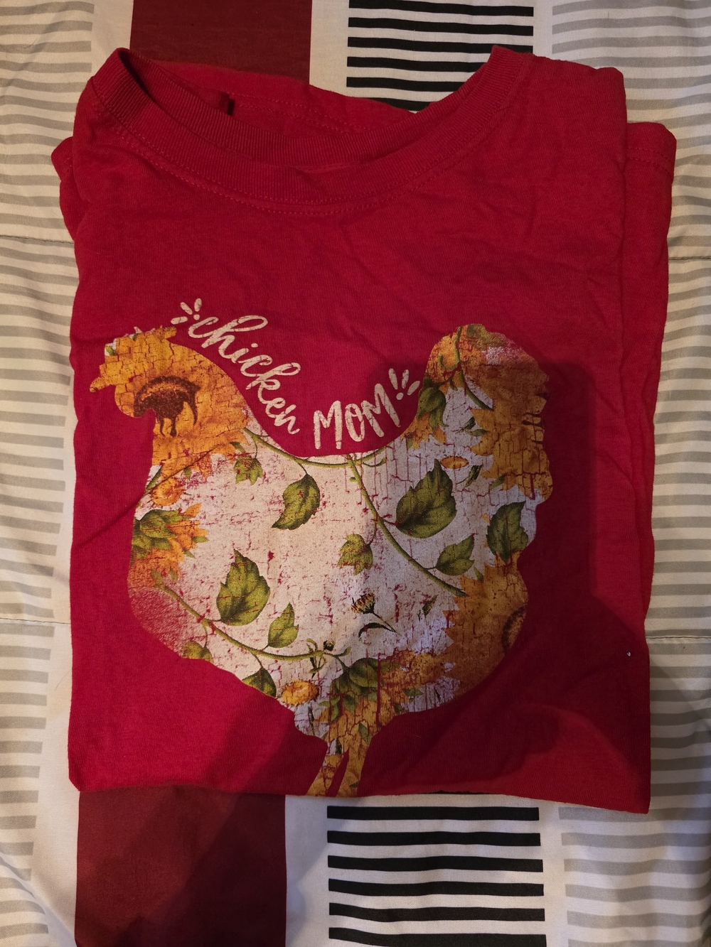 Adult Womens "Chicken Mom" Red Graphic Tee
